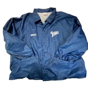 Vintage Norfolk Tides Blue Coach Jacket Cardinal Men's 3XL Made in USA Orioles